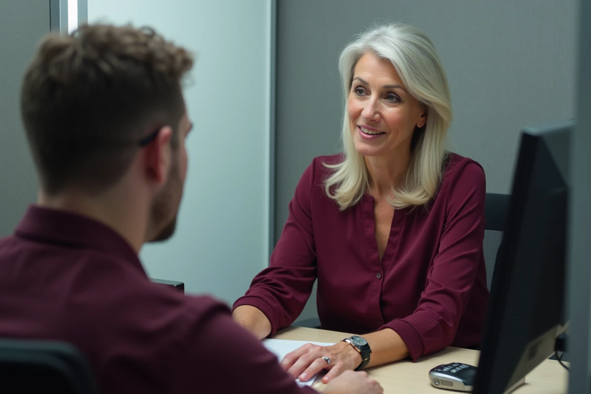 Conseillère France Travail expliquant les nouveaux critères d'inscription à un demandeur d'emploi