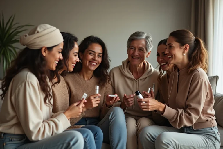 Groupe diversifié de personnes partageant des astuces beauté