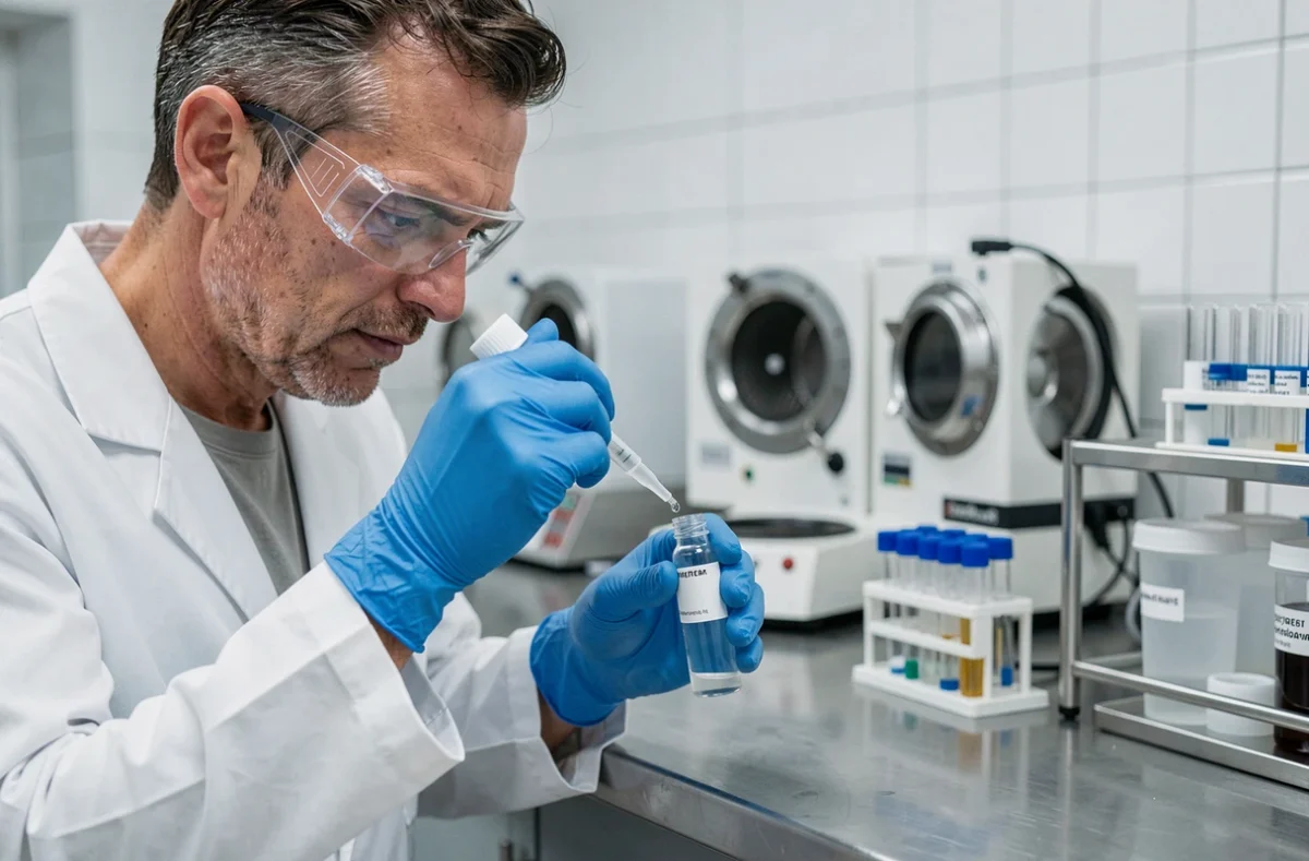 Scientifique en laboratoire analysant des échantillons liés aux effets des probiotiques sur la santé urinaire